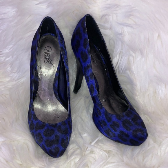 CARLOS SANTANA Satin Leopard Platform Pumps 7M Platonic - Picture 2 of 9
